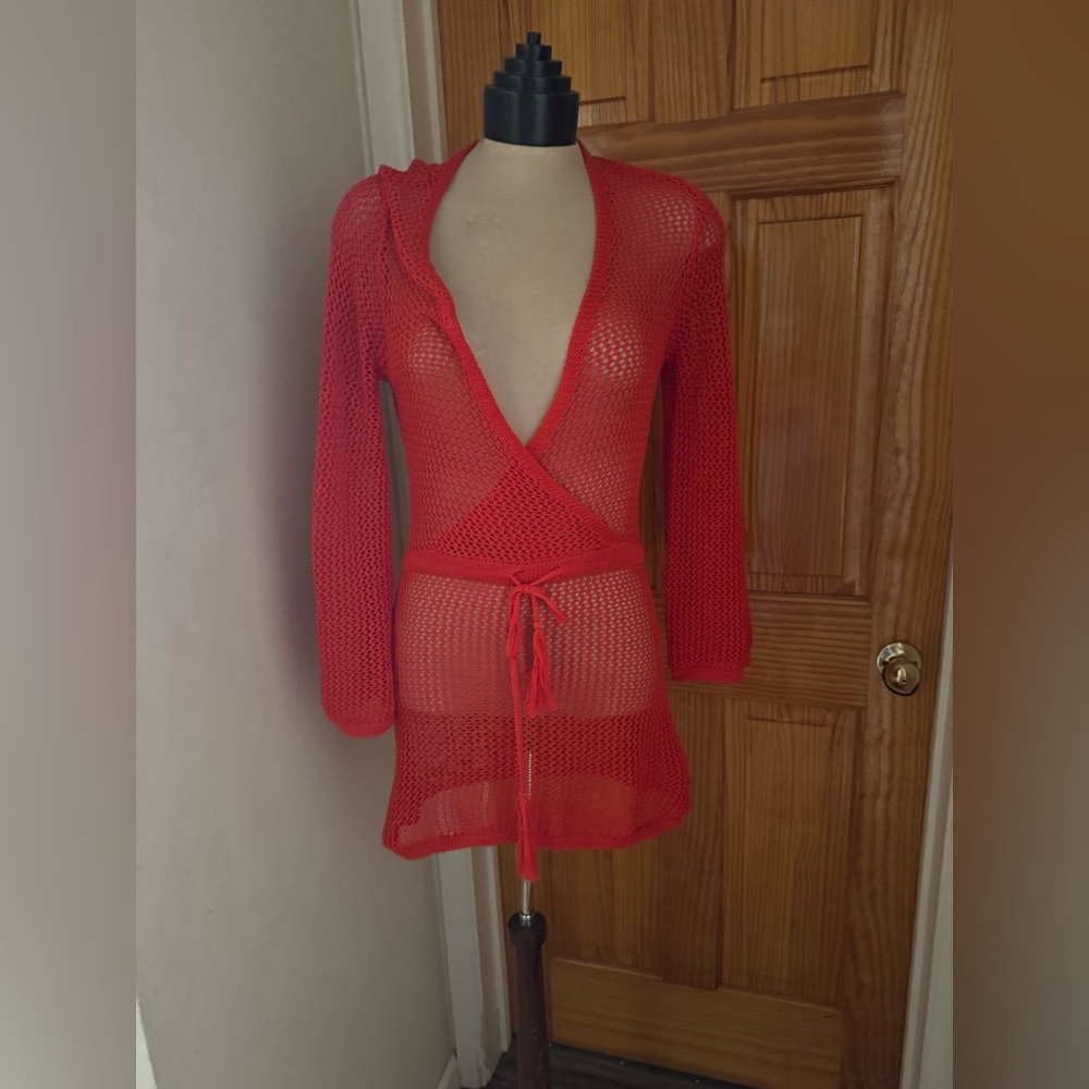 Forever 21 Orange Mesh Cover-Up Dress